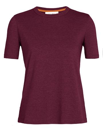 Women's Icebreaker Tencel Cotton Short Sleeve T Shirts Cherry | CA 1350KORI